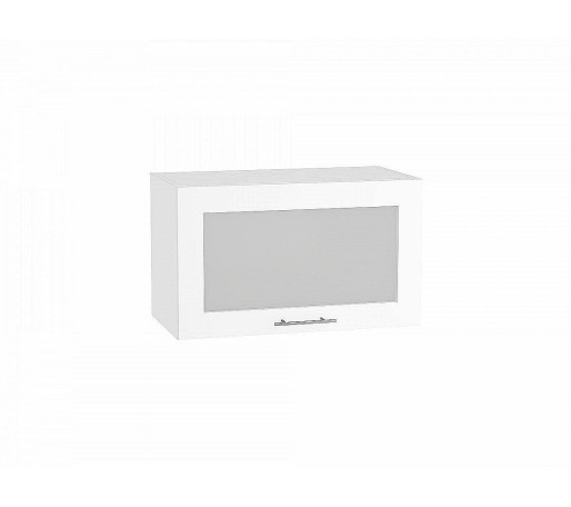 Шкаф верхний горизонтальный остекленный Валерия-М, цвет: Белый глянец