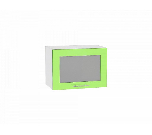Шкаф верхний горизонтальный остекленный Валерия-М, цвет: Салатовый глянец