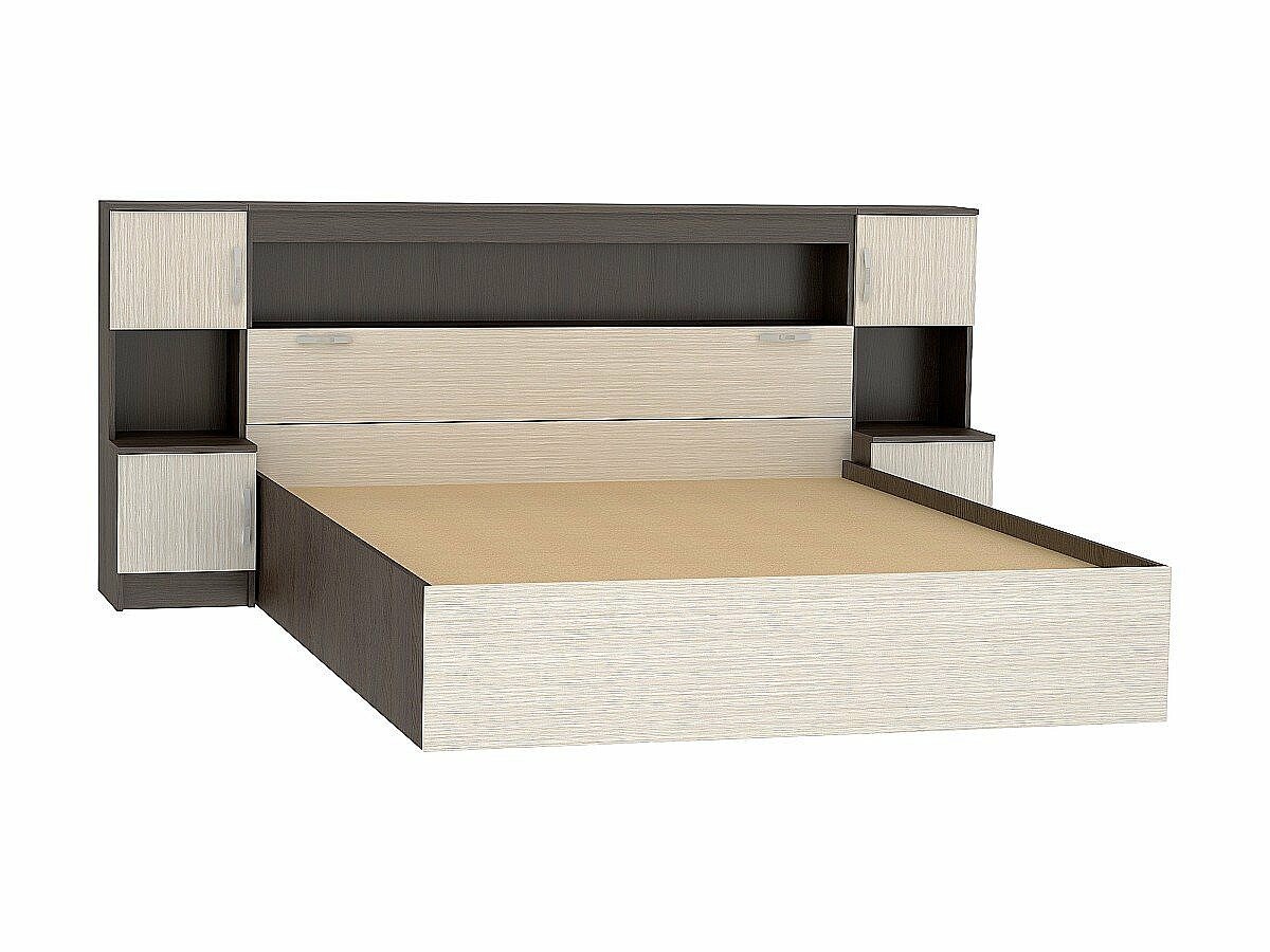 Кровать Бася КР-552 с закроватным модулем (1,6м), цвет: Дуб белфорд Кровать Бася КР-552 с закроватным модулем (1,6м), цвет: Дуб белфорд