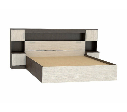 Кровать Бася КР-552 с закроватным модулем (1,6м), цвет: Дуб белфорд