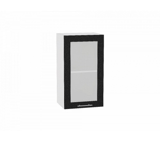 Шкаф верхний с 1-ой остекленной дверцей Валерия-М, цвет: Черный металлик