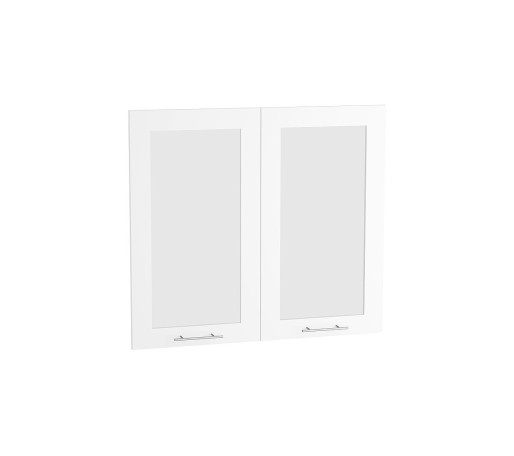 Комплект фасадов Валерия-М со стеклом для каркаса Ф-55 В800, цвет: Белый глянец