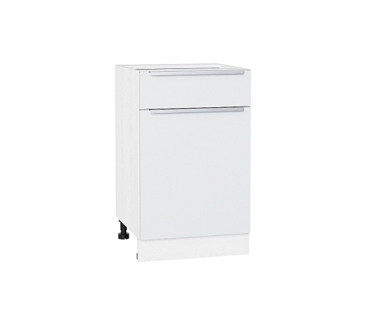 Шкаф нижний с 1-ой дверцей и ящиком Фьюжн, цвет: Silky White