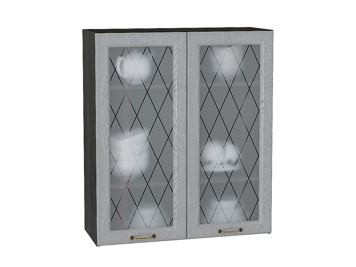 Шкаф верхний с 2-мя остекленными дверцами Ницца, цвет: Дуб серый Шкаф верхний с 2-мя остекленными дверцами Ницца, цвет: Дуб серый