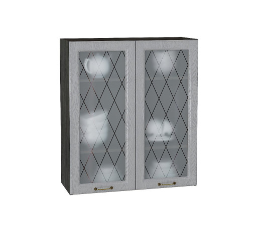 Шкаф верхний с 2-мя остекленными дверцами Ницца, цвет: Дуб серый