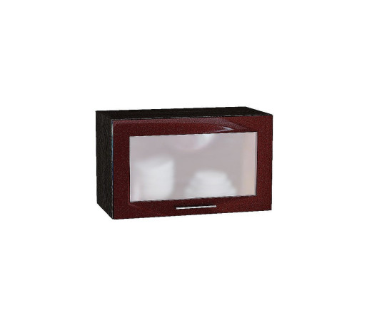 Шкаф верхний горизонтальный остекленный Валерия-М, цвет: Гранатовый металлик
