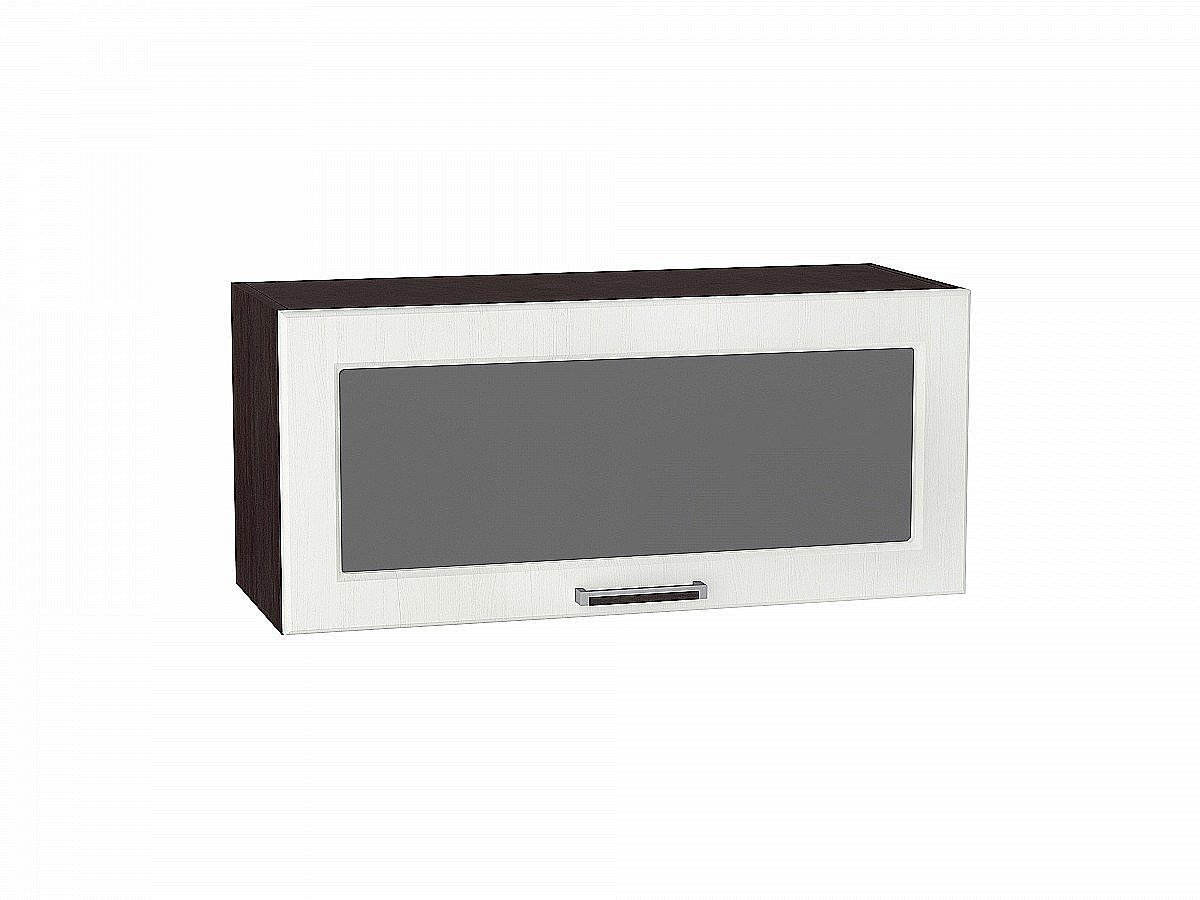 Шкаф верхний горизонтальный остекленный Прага, цвет: Белое дерево Шкаф верхний горизонтальный остекленный Прага, цвет: Белое дерево