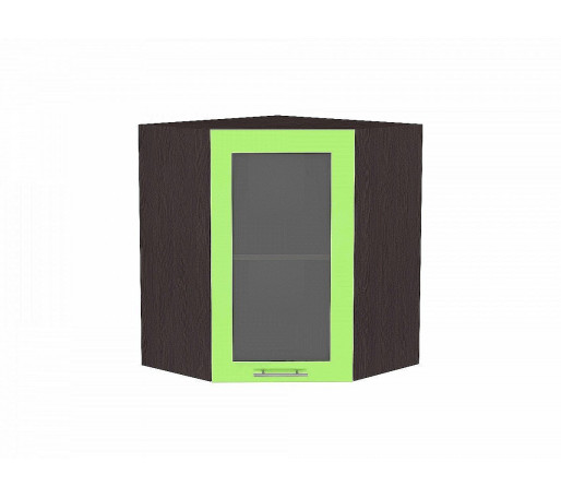 Шкаф верхний угловой остекленный Валерия-М, цвет: Салатовый глянец
