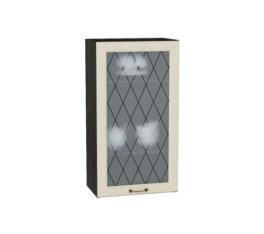 Шкаф верхний с 1-ой остекленной дверцей Ницца, цвет: Дуб крем