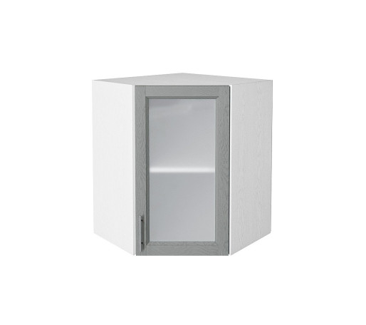 Шкаф верхний угловой остекленный Сканди, цвет: Grey Softwood