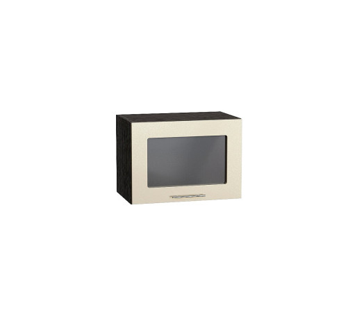 Шкаф верхний горизонтальный остекленный Валерия-М, цвет: Бежевый металлик