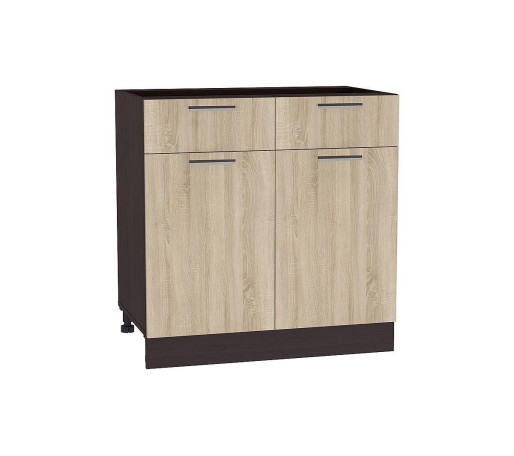 Шкаф нижний с 2-мя дверцами и 2-мя ящиками Брауни, цвет: Дуб сонома