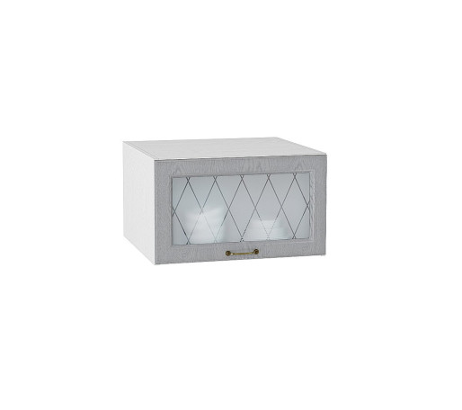 Шкаф верхний горизонтальный остекленный глубокий Ницца, цвет: Дуб серый