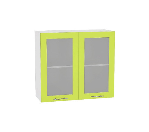 Шкаф верхний с 2-мя остекленными дверцами Валерия-М, цвет: Лайм глянец