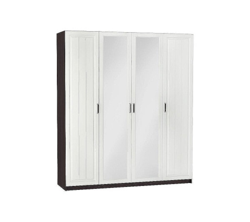 Шкаф 4-х створчатый Прага ШК-904 с зеркалами, цвет: Белое дерево