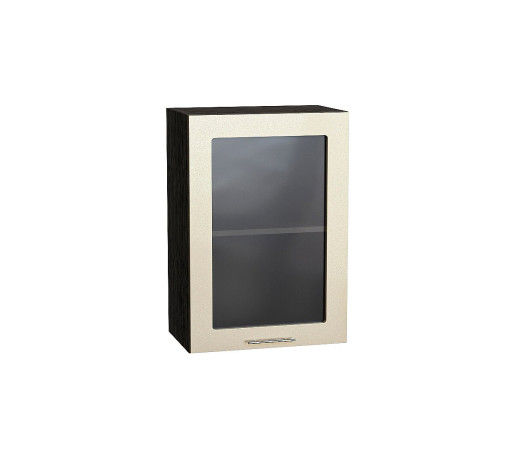 Шкаф верхний с 1-ой остекленной дверцей Валерия-М, цвет: Бежевый металлик