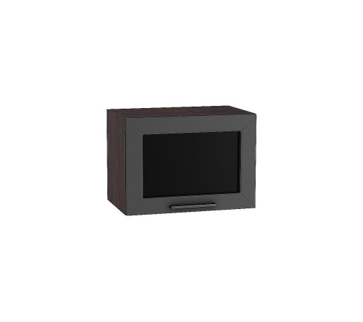 Шкаф верхний горизонтальный остекленный глубокий Глетчер, цвет: Маренго Силк