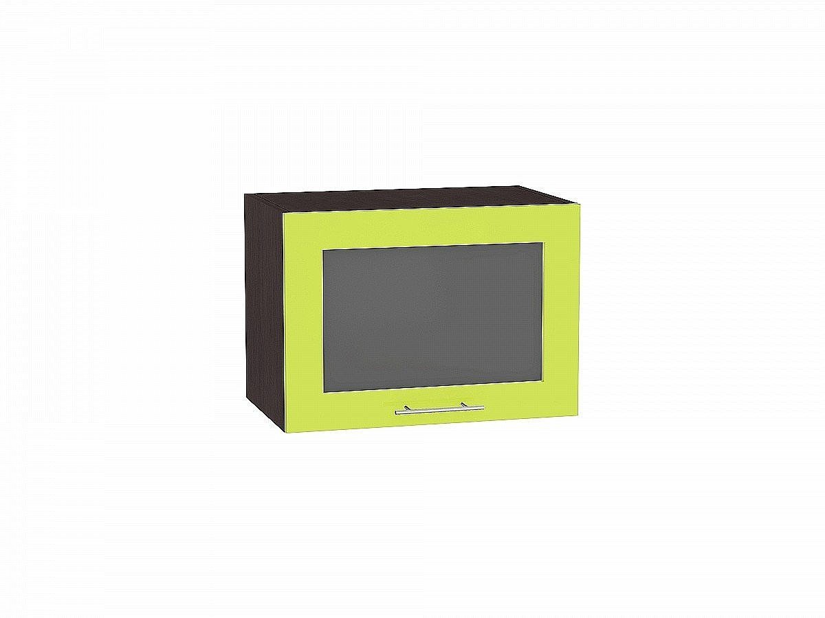 Шкаф верхний горизонтальный остекленный Валерия-М, цвет: Лайм глянец Шкаф верхний горизонтальный остекленный Валерия-М, цвет: Лайм глянец