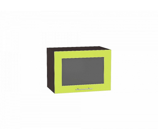 Шкаф верхний горизонтальный остекленный Валерия-М, цвет: Лайм глянец