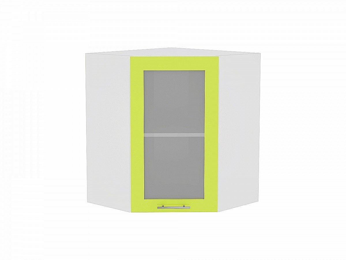 Шкаф верхний угловой остекленный Валерия-М, цвет: Лайм глянец Шкаф верхний угловой остекленный Валерия-М, цвет: Лайм глянец
