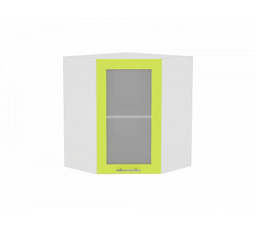 Шкаф верхний угловой остекленный Валерия-М, цвет: Лайм глянец