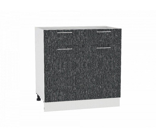 Шкаф нижний с 2-мя дверцами и 2-мя ящиками Валерия-М, цвет: Черный металлик дождь