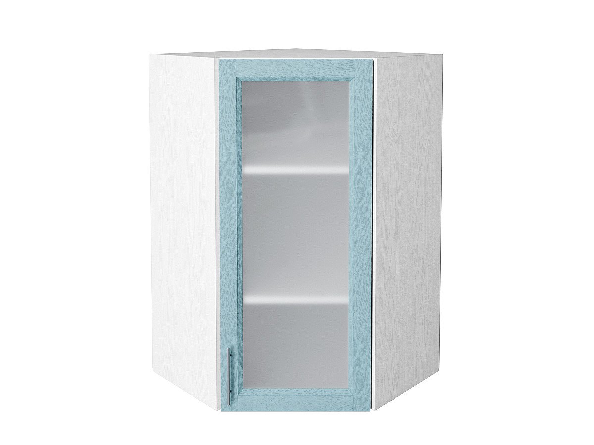 Шкаф верхний угловой остекленный Сканди, цвет: Sky Wood Шкаф верхний угловой остекленный Сканди, цвет: Sky Wood