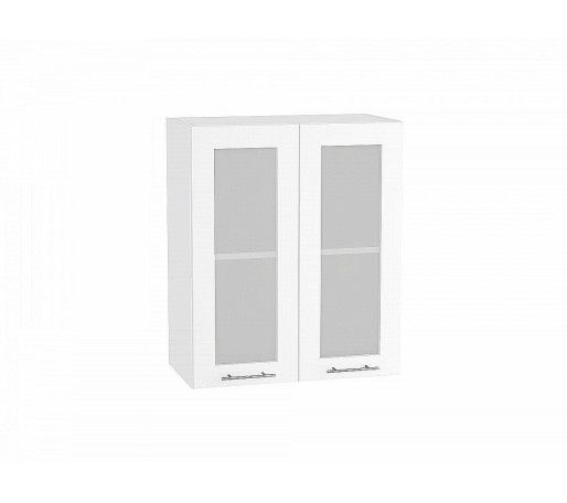 Шкаф верхний с 2-мя остекленными дверцами Валерия-М, цвет: Белый глянец