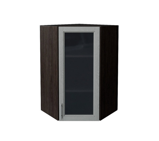 Шкаф верхний угловой остекленный Сканди, цвет: Grey Softwood