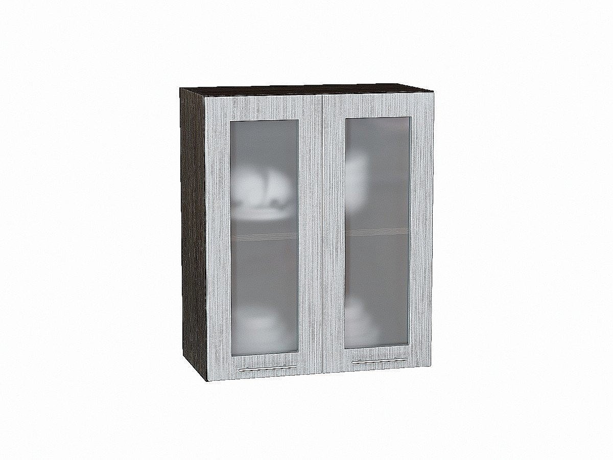 Шкаф верхний с 2-мя остекленными дверцами Валерия-М, цвет: Серый металлик дождь светлый Шкаф верхний с 2-мя остекленными дверцами Валерия-М, цвет: Серый металлик дождь светлый