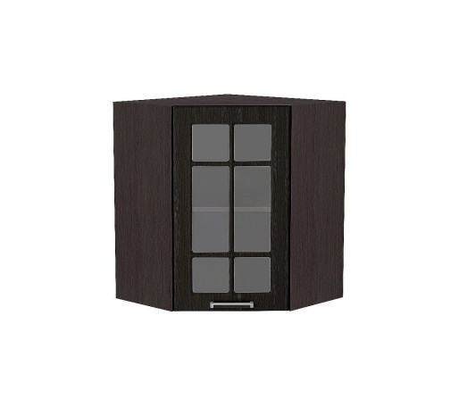 Шкаф верхний угловой остекленный Прага, цвет: Венге Премиум