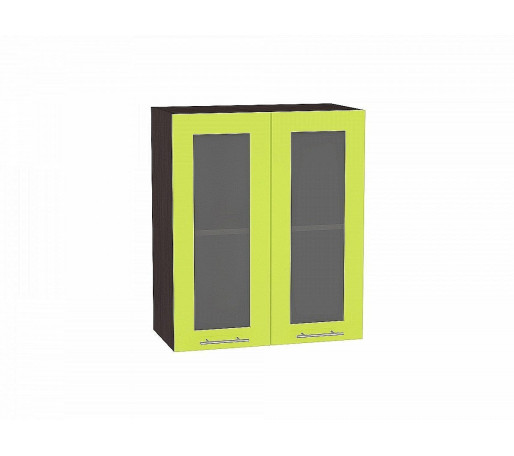 Шкаф верхний с 2-мя остекленными дверцами Валерия-М, цвет: Лайм глянец