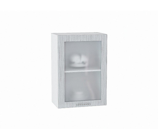 Шкаф верхний с 1-ой остекленной дверцей Валерия-М, цвет: Серый металлик дождь светлый