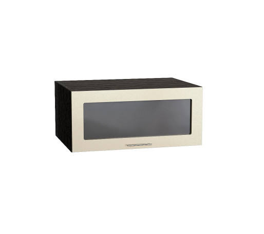 Шкаф верхний горизонтальный остекленный глубокий Валерия-М, цвет: Бежевый металлик