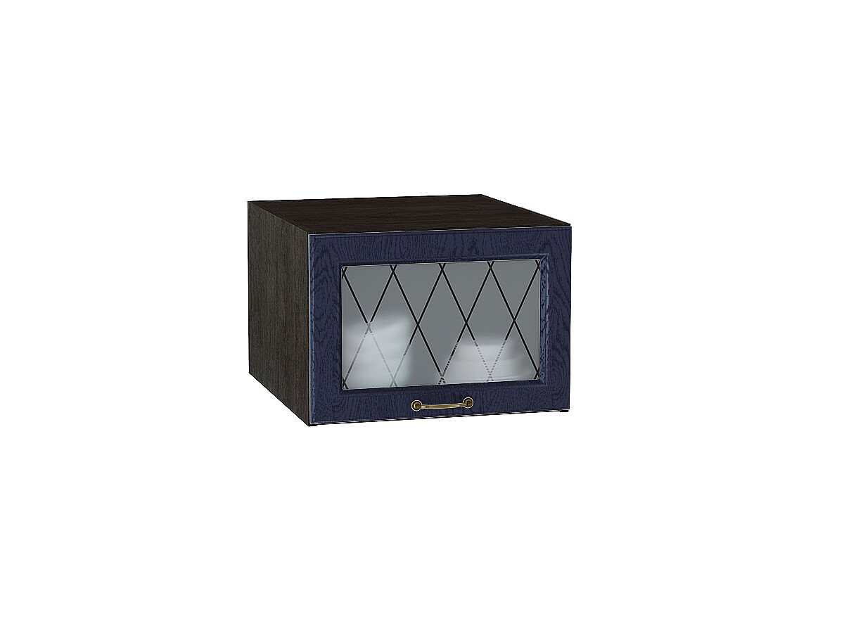 Шкаф верхний горизонтальный остекленный глубокий Ницца, цвет: Дуб синий Шкаф верхний горизонтальный остекленный глубокий Ницца, цвет: Дуб синий