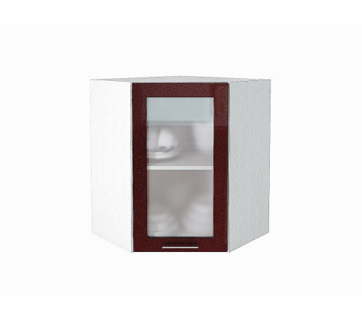 Шкаф верхний угловой остекленный Валерия-М, цвет: Гранатовый металлик