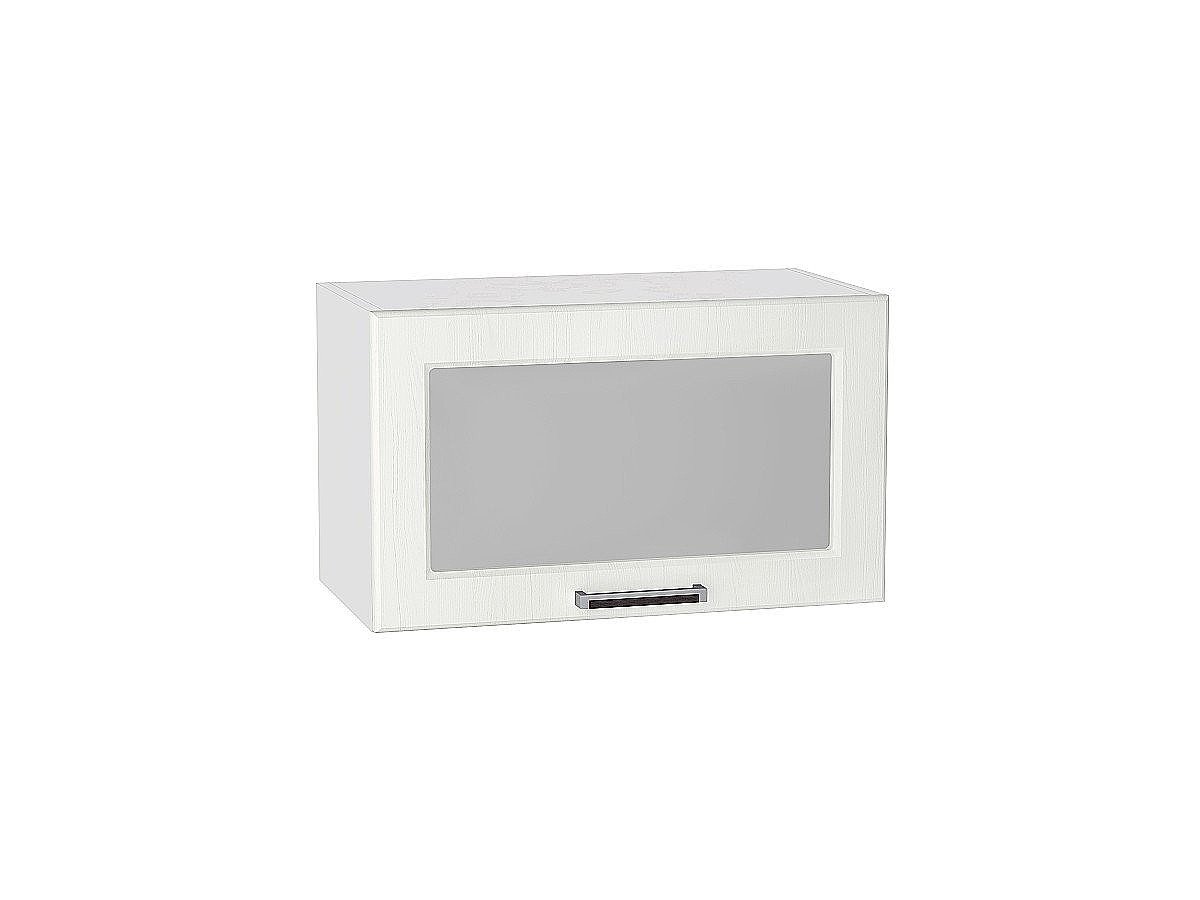 Шкаф верхний горизонтальный остекленный глубокий Прага, цвет: Белое дерево Шкаф верхний горизонтальный остекленный глубокий Прага, цвет: Белое дерево