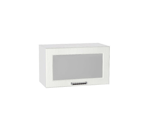 Шкаф верхний горизонтальный остекленный глубокий Прага, цвет: Белое дерево