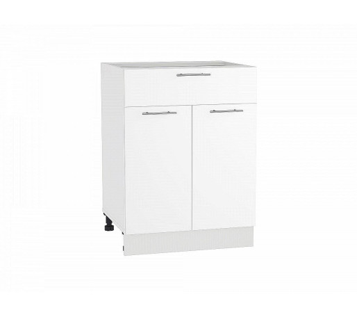 Шкаф нижний с 2-мя дверцами и ящиком Валерия-М, цвет: Белый глянец
