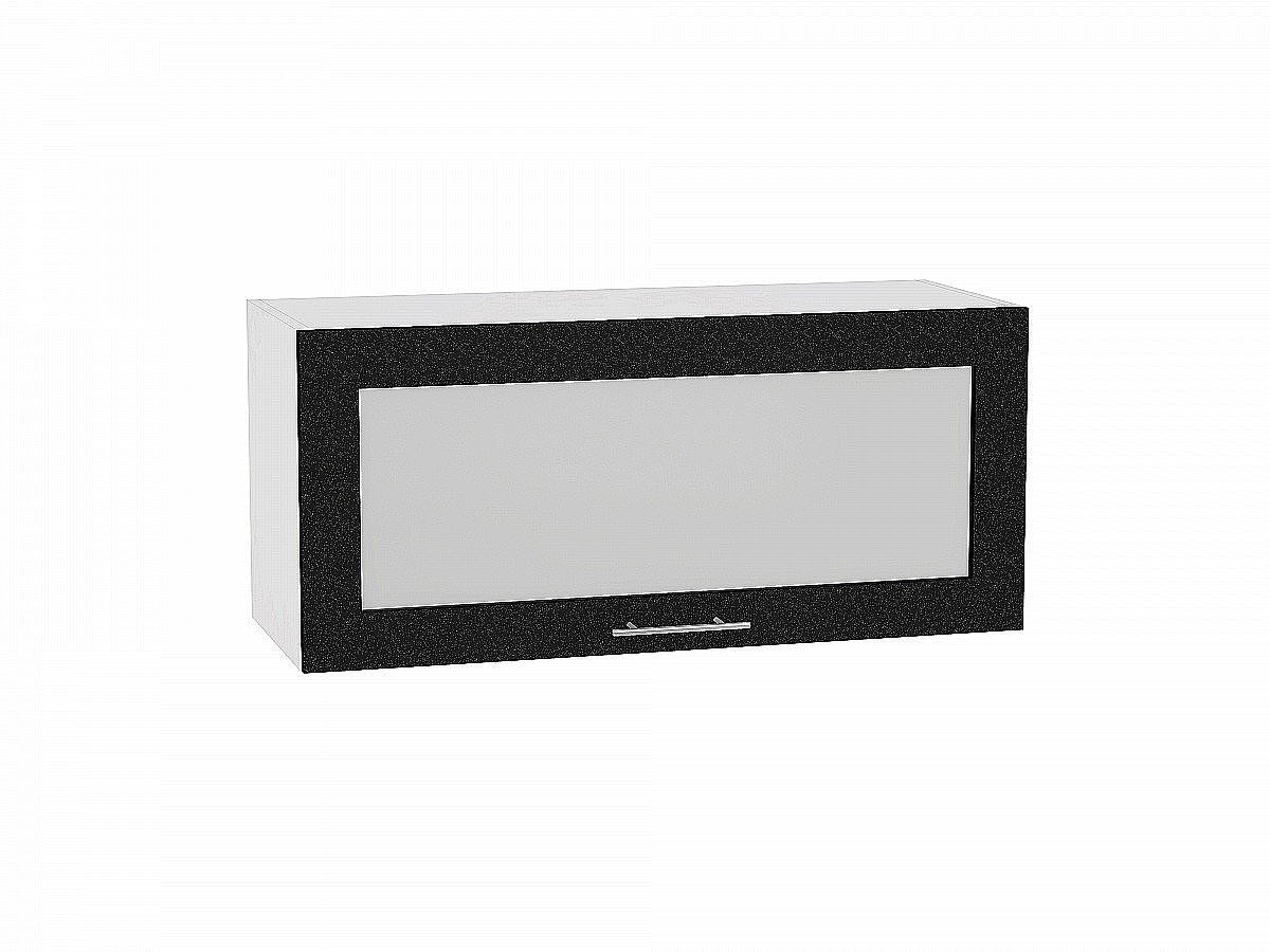 Шкаф верхний горизонтальный остекленный Валерия-М, цвет: Черный металлик Шкаф верхний горизонтальный остекленный Валерия-М, цвет: Черный металлик