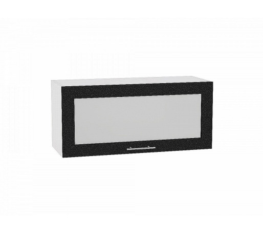 Шкаф верхний горизонтальный остекленный Валерия-М, цвет: Черный металлик