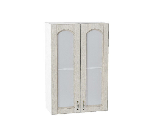 Шкаф верхний с 2-мя остекленными дверцами Верона, цвет: Ясень золото