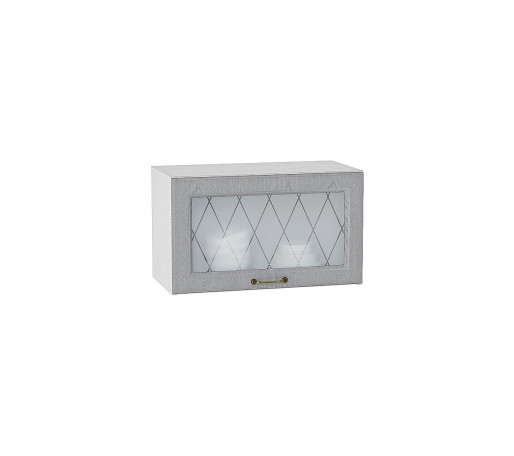 Шкаф верхний горизонтальный остекленный Ницца, цвет: Дуб серый