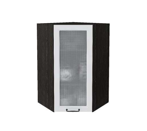 Шкаф верхний угловой остекленный Ницца, цвет: Blanco