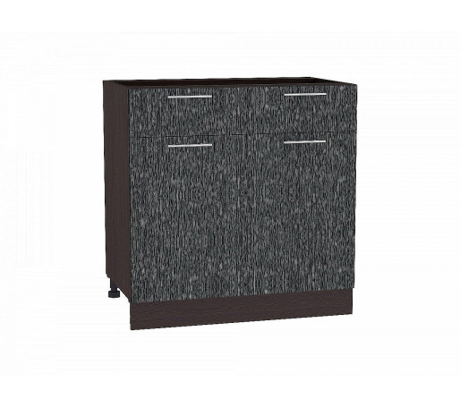 Шкаф нижний с 2-мя дверцами и 2-мя ящиками Валерия-М, цвет: Черный металлик дождь