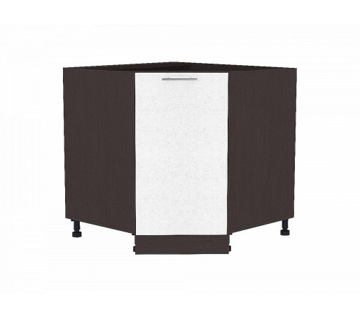 Шкаф нижний угловой (трапеция) Валерия-М, цвет: Белый металлик