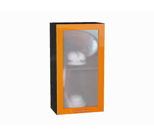Шкаф верхний с 1-ой остекленной дверцей Валерия-М, цвет: Оранжевый глянец