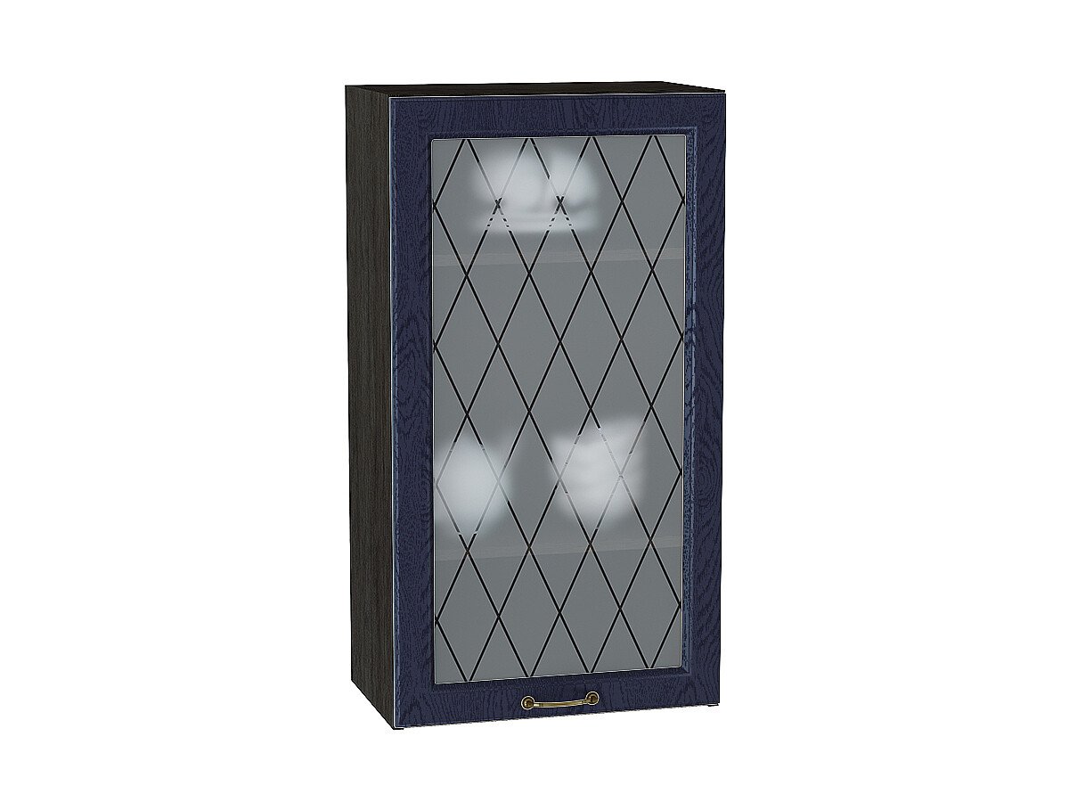 Шкаф верхний с 1-ой остекленной дверцей Ницца, цвет: Дуб синий Шкаф верхний с 1-ой остекленной дверцей Ницца, цвет: Дуб синий