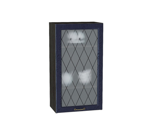 Шкаф верхний с 1-ой остекленной дверцей Ницца, цвет: Дуб синий