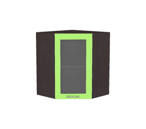 Шкаф верхний угловой остекленный Валерия-М, цвет: Салатовый глянец